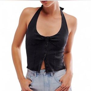 Free People We The Free Sun Kissed Halter Top, Color: Black, Size: L